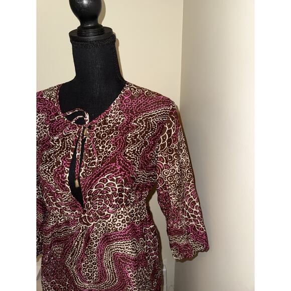 Trina Turk Women’s Silk Blend Floral Beach Summer Swim Cover-Up Tunic LG - Picture 2 of 5